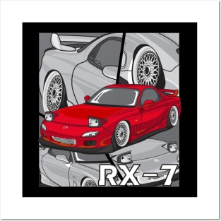 Mazda RX7 (red) Posters and Art